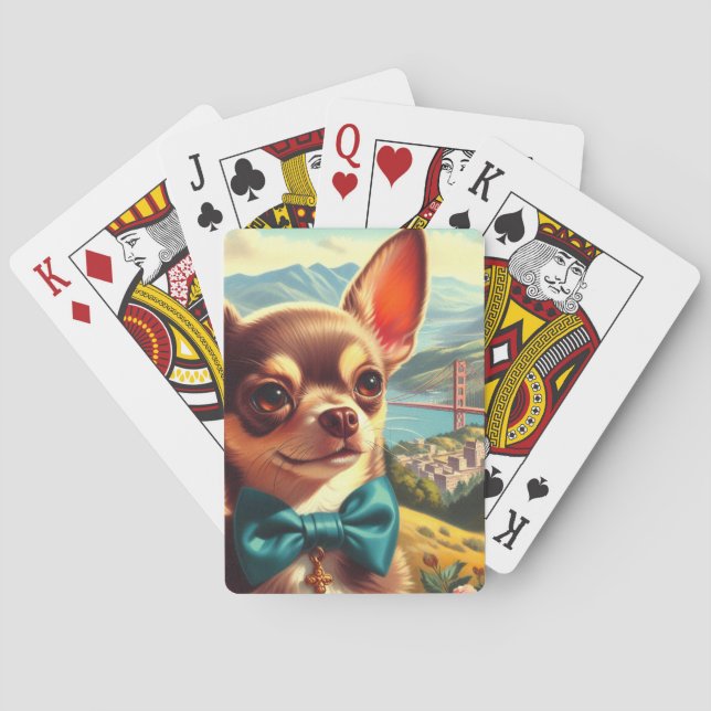 Vintage Chihuahua-Malerei Spielkarten (Rückseite)