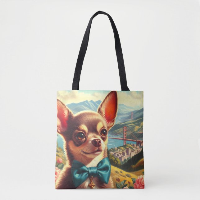 Vintage Chihuahua-Malerei Tasche (Vorderseite)