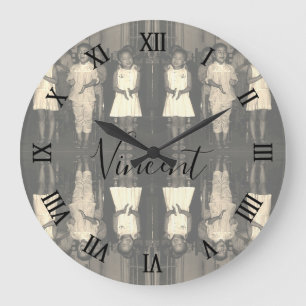Vintage China Changsha Kinderbetreuung Leinwanddru Große Wanduhr