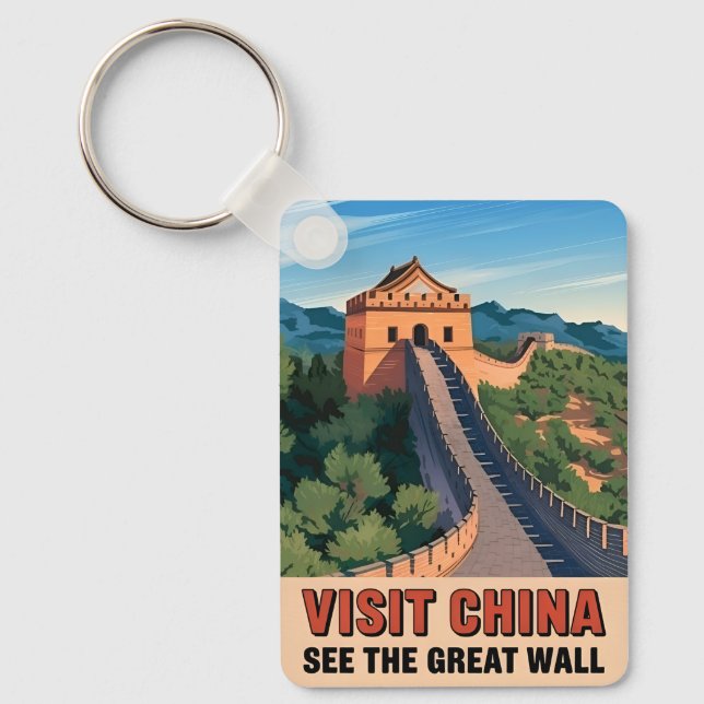 Vintage China Grosse Landschaft Schlüsselanhänger (Vorderseite)