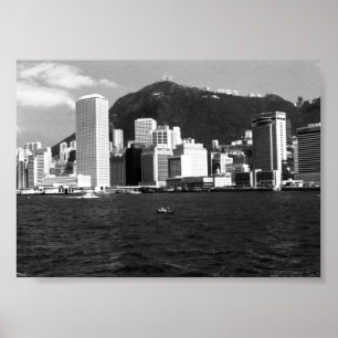 Vintage China Hong Kong Bucht Wolkenkratzer Blick Poster