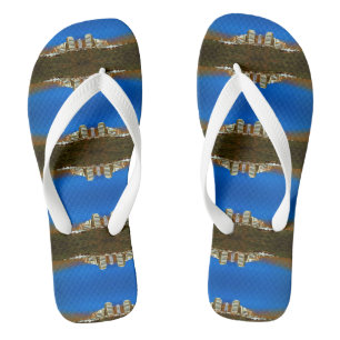 Vintage China Hongkong Boot Wolkenkratzer Meer Flip Flops