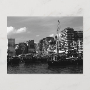 Vintage China Hongkong Haushaltsboote Fluss Postkarte