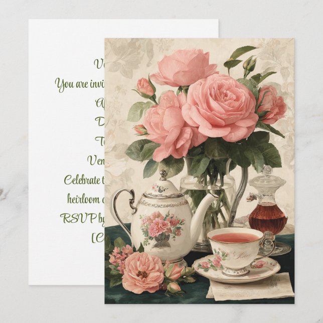 Vintage China | Klassische Elegance Einladung (Vorne/Hinten)