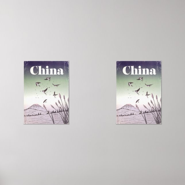 Vintage China Reiseplakat Bilderwand Sets (Vorderseite)