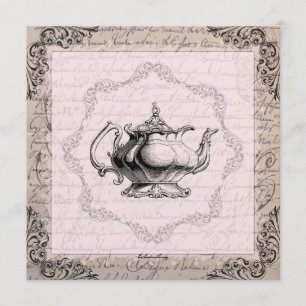Vintage China Teapot Brautparty Party Einladung