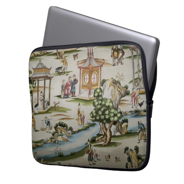 Vintage China Toile Szene Laptopschutzhülle (Vorderseite Links)