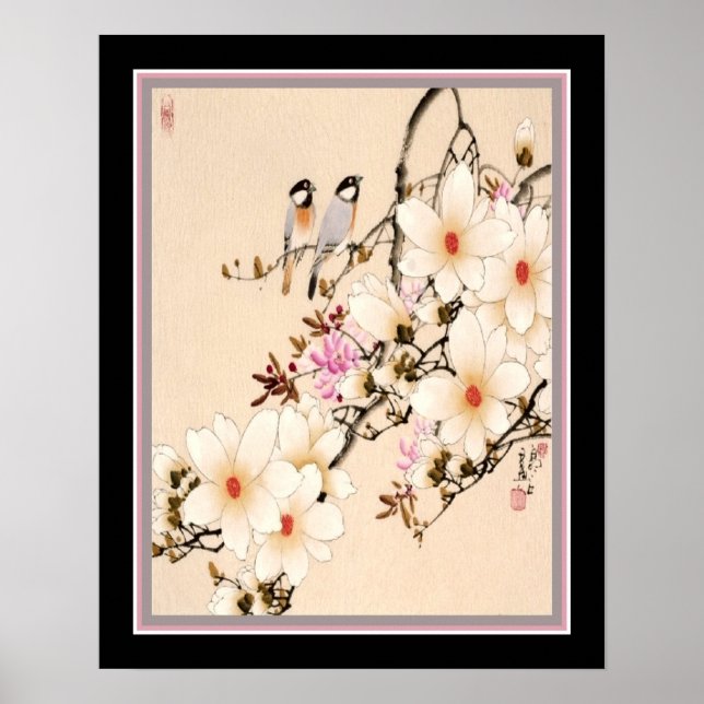 Vintage chinesische "Peonies"-Printwerbung Poster (Vorne)
