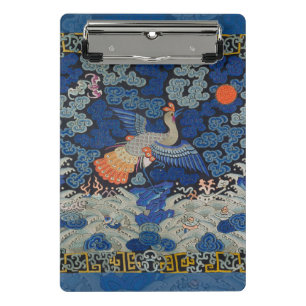Vintage-Chinesisches-Kranich-Muster: Kaiserblau Mini Klemmbrett