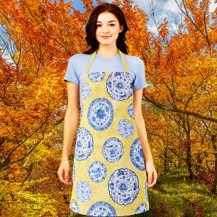 Vintage Chinoiserie Antike Teller verschleiert Dam Schürze