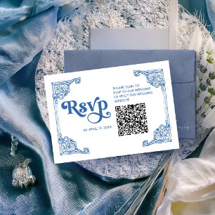 Vintage Chinoiserie Antique Frame Wedding mit QR RSVP Karte