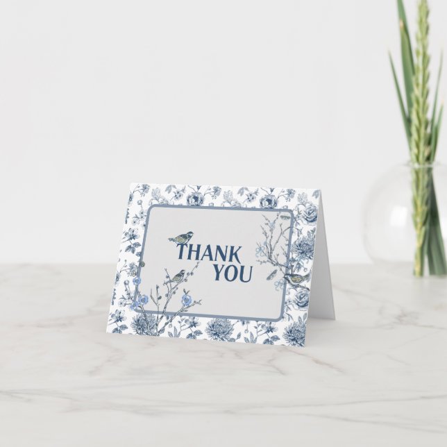 Vintage Chinoiserie Baby Bird Danke Karte (Vorderseite)