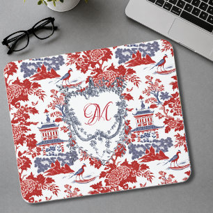 Vintage-Chinoiserie Delft Französisch rot Blau Mon Mousepad
