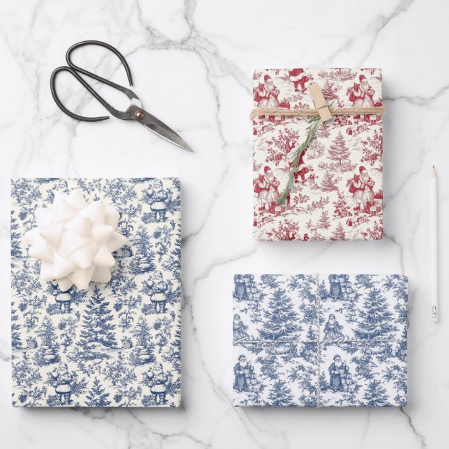 Vintage Chinoiserie Geschenkpapier Set (Vorderseite)