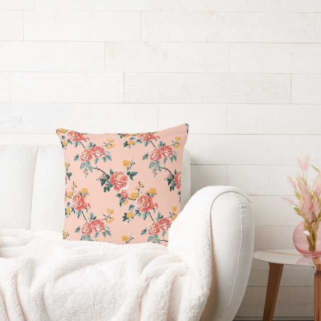 Vintage Chinoiserie Peony Kissen (Liege)