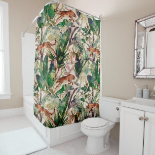 Vintage Chinoiserie rideau de douche tropicale Jun