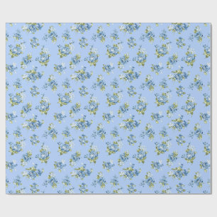 Vintage-Chintz-Hellblau-Blumen-Geschenkpapier Geschenkpapier
