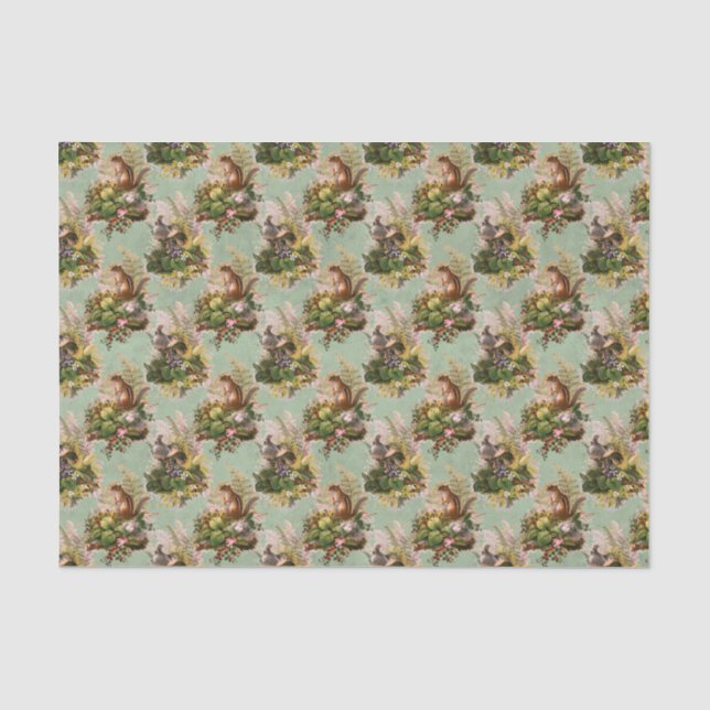 Vintage Chipmunks Woodland Seidenpapier (Vorderseite)