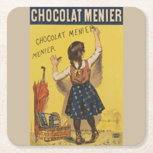 Vintage Chocolat Menier französisches Poster Bouis Rechteckiger Pappuntersetzer
