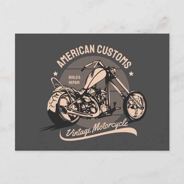 Vintage-Chopper-Logo Postkarte (Vorderseite)
