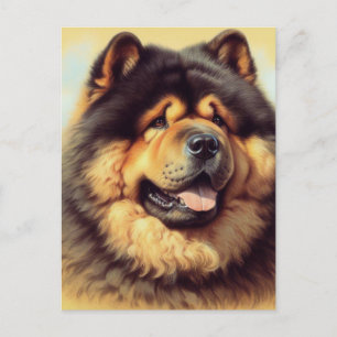 Vintage-Chow-Chow-Gemälde Postkarte