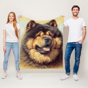 Vintage Chow-Chow-Malerei Fleecedecke