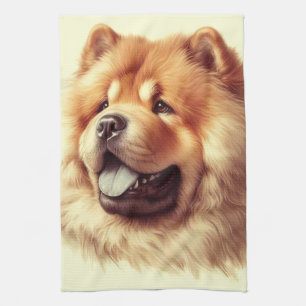 Vintage Chow-Chow-Malerei Geschirrtuch