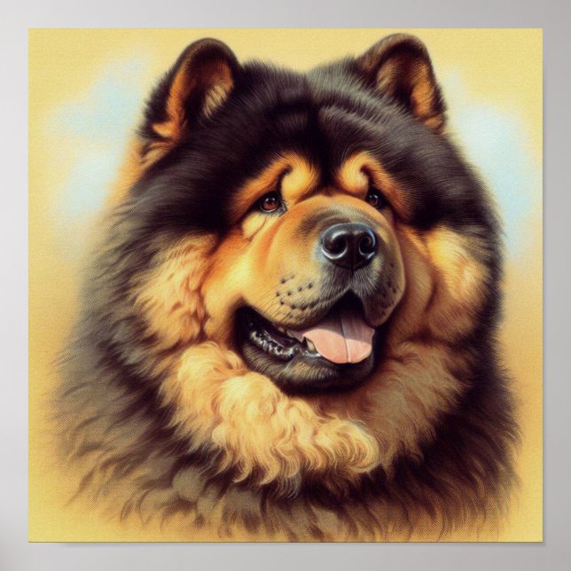 Vintage Chow-Chow-Malerei Poster (Vorne)