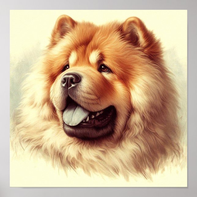 Vintage Chow-Chow-Malerei Poster (Vorne)