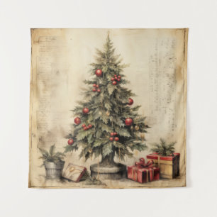 Vintage-Christbaum-Tapisserie Wandteppich