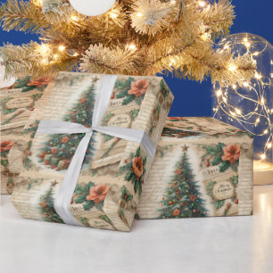 Vintage-Christbaum und Schrift Geschenkpapier