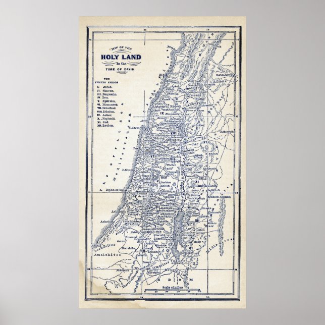 Vintage Christliche Landkarte Jerusalem Poster (Vorne)