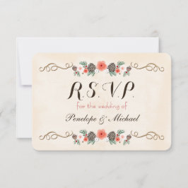 Vintage Christma Floral Pinecone Wedding Carte RSV