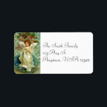 Vintage Christmas Angel Address Labels Adressaufkleber<br><div class="desc">Wunderschöner Weihnachtsengel in fließendem weißen Gewand und Flügeln,  umgeben von goldenen Stern und heilig auf Wolke Hintergrund. Passende Karten und Briefmarke sind verfügbar.</div>