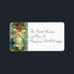 Vintage Christmas Angel Address Labels Adressaufkleber<br><div class="desc">Wunderschöner Weihnachtsengel in fließendem weißen Gewand und Flügeln,  umgeben von goldenen Stern und heilig auf Wolke Hintergrund. Passende Karten und Briefmarke sind verfügbar.</div>