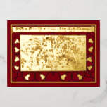 Vintage Christmas Angel Choir Folien Feiertagskarte<br><div class="desc">Dieses Weihnachts-Weihnachtskarten-Design ist aus einer Vintagen Abbildung eines Engelchors abgeleitet,  der Weihnachtslieder singt. Sie können den Text leicht personalisieren und die Hintergrundfarbe mit dieser Vorlage anpassen.</div>