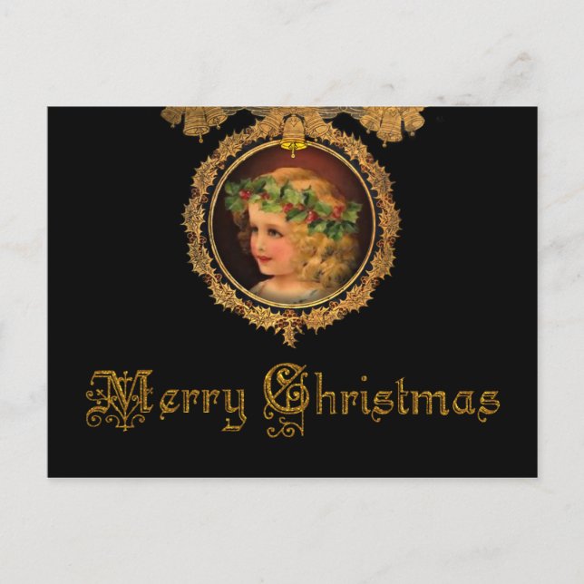 Vintage Christmas Angel Feiertagspostkarte (Vorderseite)