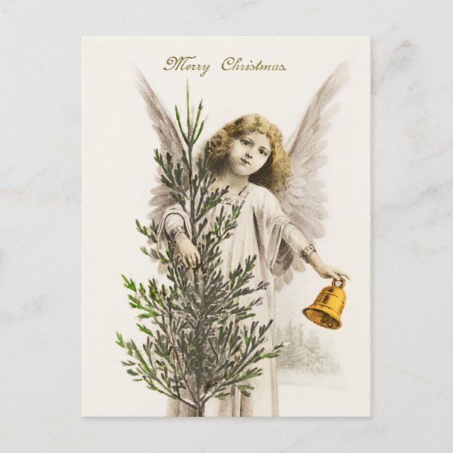 Vintage Christmas Angel Feiertagspostkarte (Vorderseite)