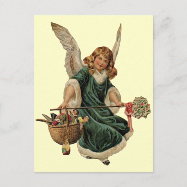 Vintage Christmas Angel Feiertagspostkarte (Vorderseite)