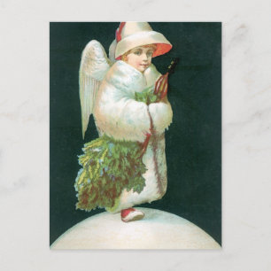 Vintage Christmas Angel Girl Feiertagspostkarte