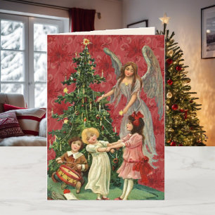 Vintage Christmas Angel Grußkartennachricht Feiertagskarte
