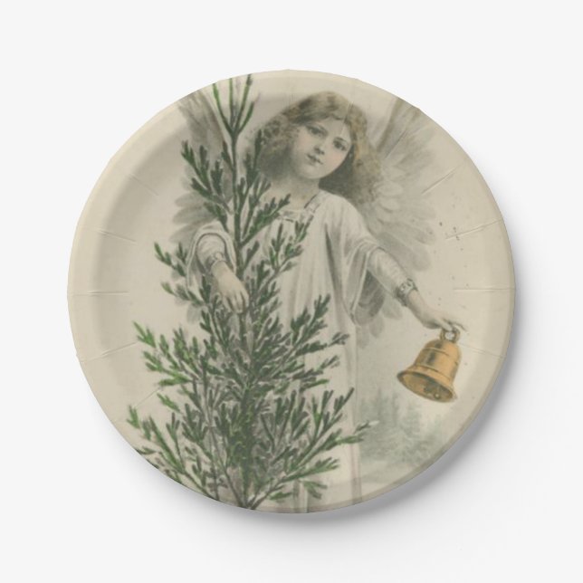 Vintage Christmas Angel Pappteller (Vorderseite)