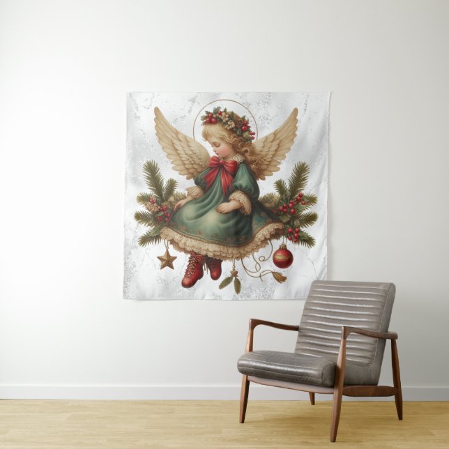 Vintage Christmas Angel Tapestry Wandteppich (Beispiel)