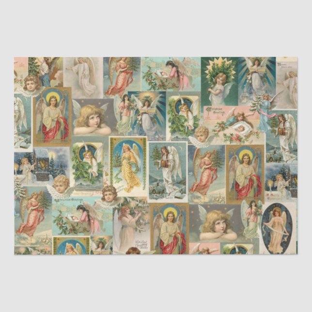 Vintage Christmas Angel Tissue Wrap Seidenpapier (Vorderseite)