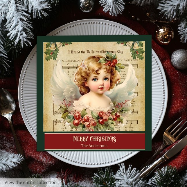 Vintage Christmas Angels Chic Holiday Napkin Style Serviette (Vintage Christmas Angels Chic Holiday Napkin Style)