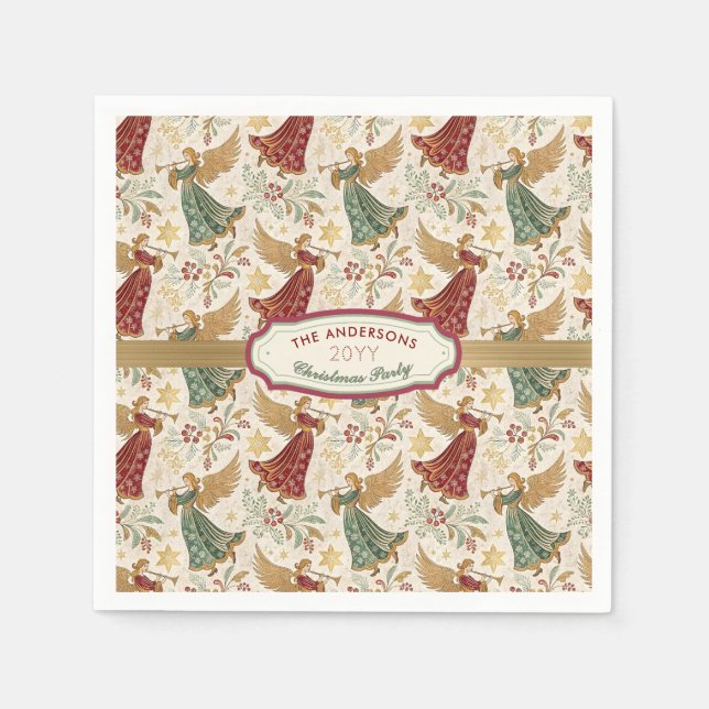 Vintage Christmas Angels Custom Disposable Paper Serviette (Vorderseite)