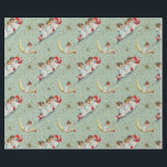 Vintage Christmas Angels Wrapping Paper Geschenkpapier<br><div class="desc">Niedlichen kleine Weihnachtsangels reiten auf einem Zuckerrohr und sitzen auf dem Mond.</div>