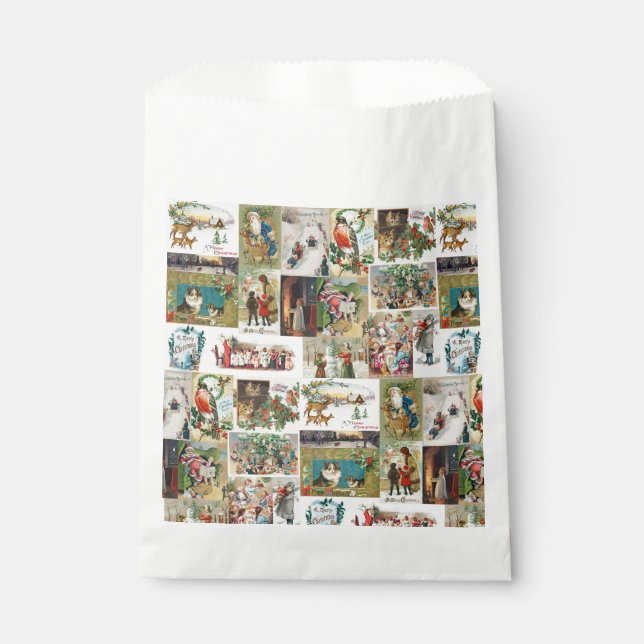 Vintage Christmas Antique Collage Weihnachtsfest P Geschenktütchen (Vorderseite)