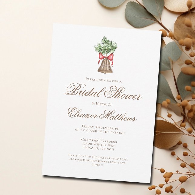 Vintage Christmas Bell Holiday Brautparty Einladung (Von Creator hochgeladen)