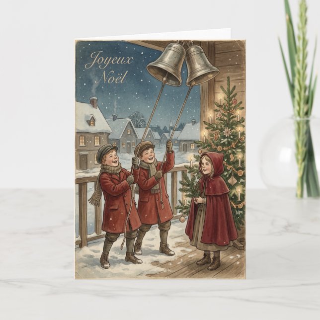 Vintage Christmas Bell Ringers Card Karte (Vorderseite)